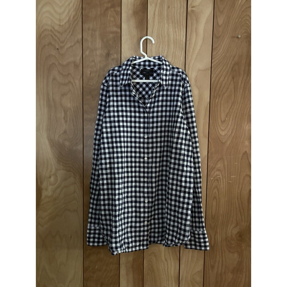 J.Crew Boys Navy Blue White Gingham Long Sleeve Button Down Shirt Size 6T